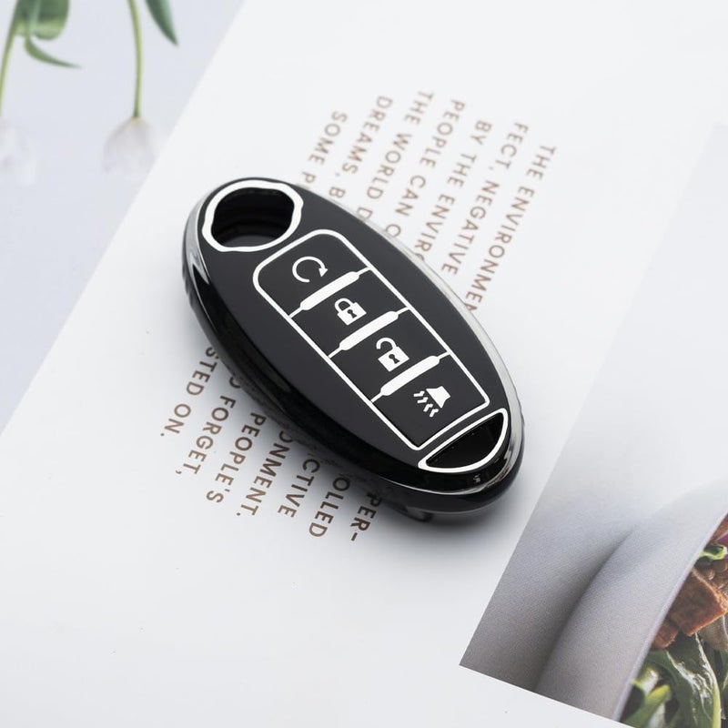 Tautrophen Key Fob Cover Fit for Nissan Infiniti Rogue Pathfinder Armada Murano kicks Frontier Titan 4 Buttons Smart Key - Image 2